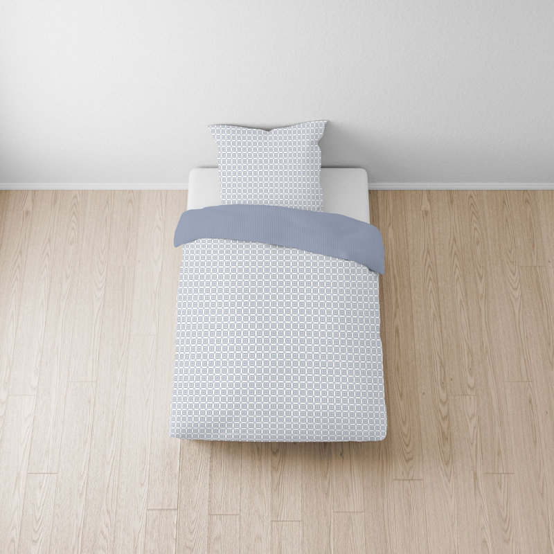CINQUE Renforce Bettwäsche 0041702 AVIANO Cotton Geometric Duvet Cover Set with Pillowcases, Ice Blue