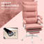 Chaise de bureau rose en microfibre avec chauffage et 6 points de vibration, accoudoir avec repose-pieds pour une microfibre inclinable chauffée