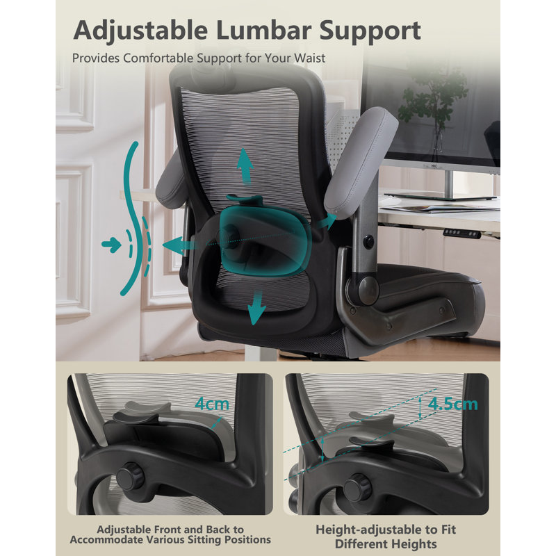 500lbs Big and Tall Office Chair- Heavy Duty Executive Computer Chair with 3D Flip Arms, Large Wheels, Ergonomic Mesh High Back Desk Chair, Extra Wide Seat Adjustable Lumbar Support & Headrest