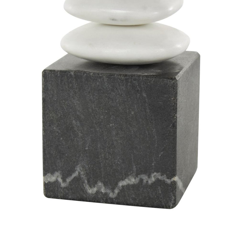 Odom Marble Stacked Stone Abstract Sculpture With Black Block Base