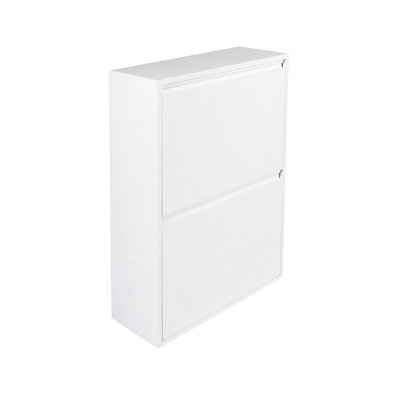 Space-Saving Waste Bin For Recycling With Four Buckets, White Color, Measurements 60 X 92 X 25 Cm