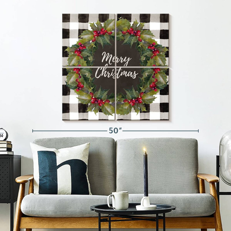 Couronne de Noël à carreaux Lelend Buffalo, H 32 po x l 32 po