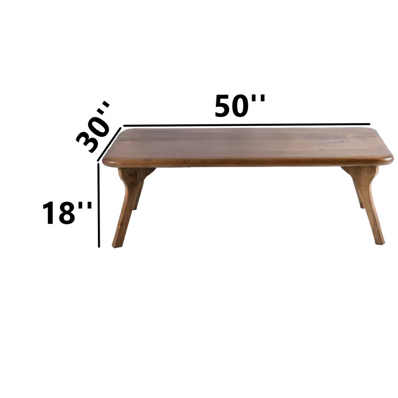Table basse ronde en bois massif fabriquée à la main, 18" H x 50" L x 30" W
