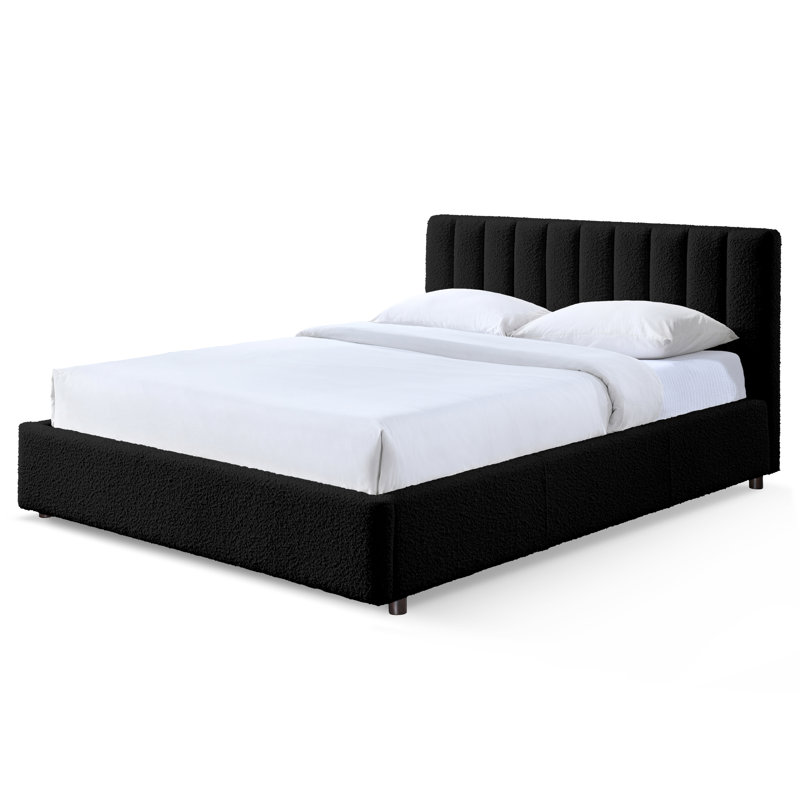 Lit plateforme tapissier Petillo Jaxon, Grand, Noir