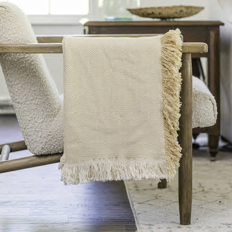 Jeté tissé 46 x 67, Chevron brun clair