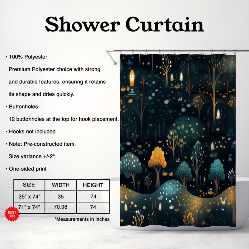 Magical Woods - Rideau de douche Premium, H 74 po x l 71 po