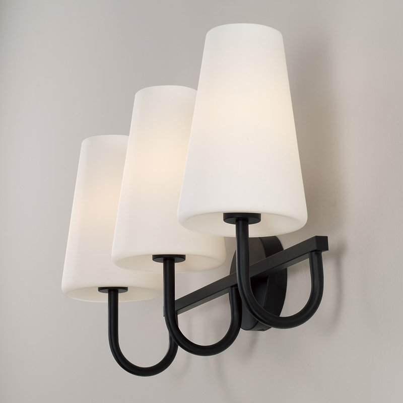 Éclairage pour meuble-lavabo à intensité variable à 3 lumières Averitt, Noir mat
