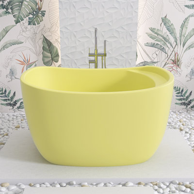 47''Acrylic Freestanding Soaking Bathtub, Sit-In Design With Contemporary Design For Soaking And Bathing, Sit-In Design With Chrome Overflow And Drain