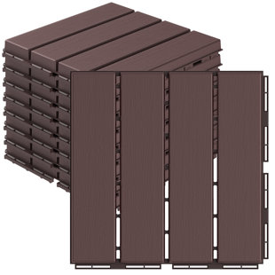 12'' L x 12'' W Plastic Interlocking Deck Tile (Set of 9)