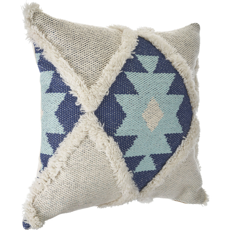 Housse de coussin géométrique en mélange de coton à texture géométrique, Housse de coussin seulement - sans coussin