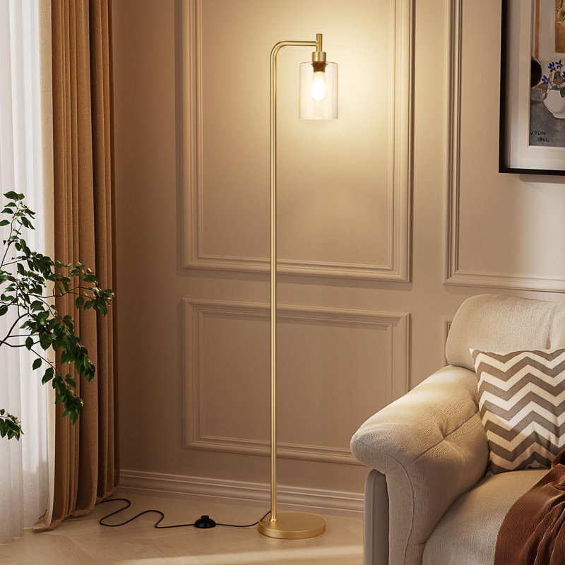 Watervliet Black Traditional Floor Lamp, Gold, Clear
