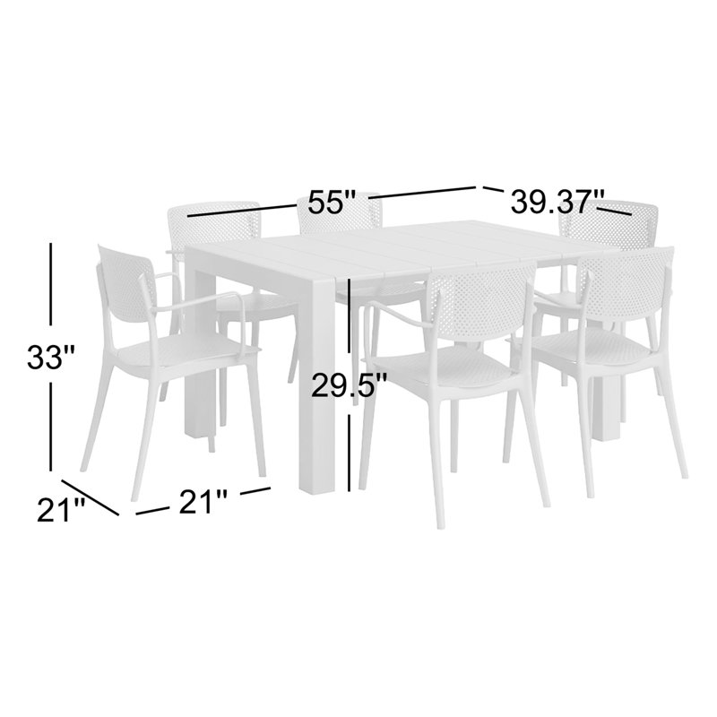 Ensemble de salle à manger longue pour 6 personnes 39,37 po Farrah Square, Noir