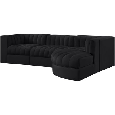 Demars Velvet Performance Fabric Upholstered 4Pc. Modular Sectional