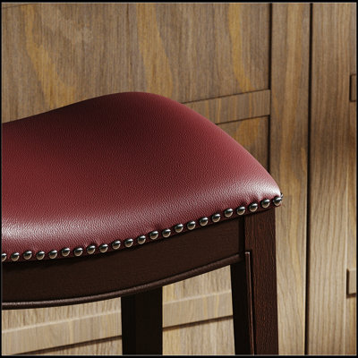 Julian 26In. H Counter-Height Wood Barstool With Faux-Leather Seat