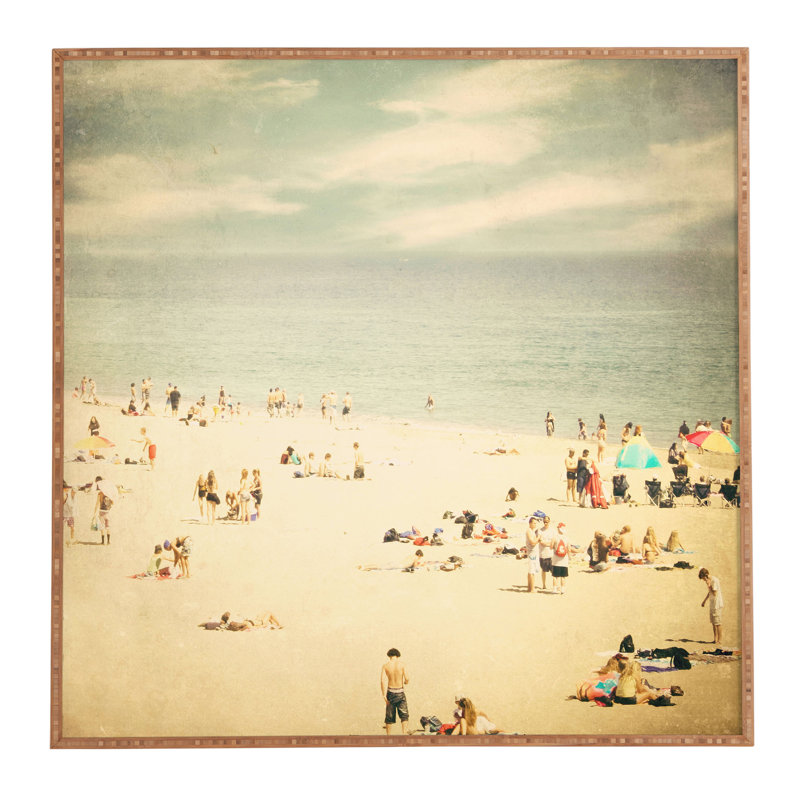 Plage rétro - reproduction de photo sur toile encadrée, H 30 po x l 30 po x P 1 po
