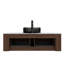 Meuble-lavabo 48 po avec lavabo et lavabo 48 po, bordures arrondies et rayées avec 2 tiroirs, 2 lavabos ronds noirs transparents et plateau fritté blanc Carrara, pré-assemblé-722331722-722331727-722331726