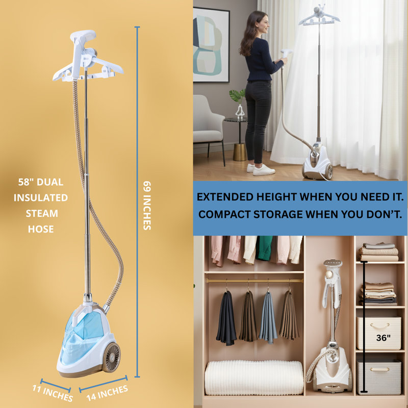 True & Tidy Intelligent Luxury Upright Garment Steamer With 10 Setting And Auto Off, White
