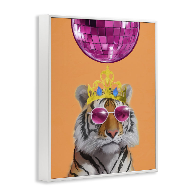 Tigre disco avec couronne, estampe numérique par Elizabeth Medley, Estampe numérique encadrée blanc bord de mer
