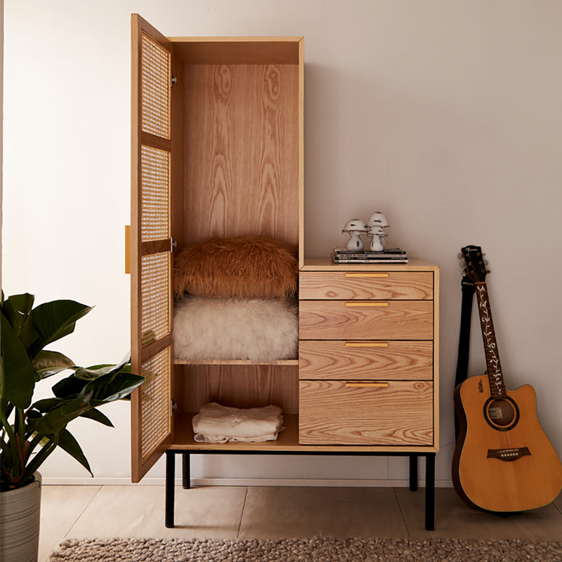 Armoire de rangement en rotin et commode