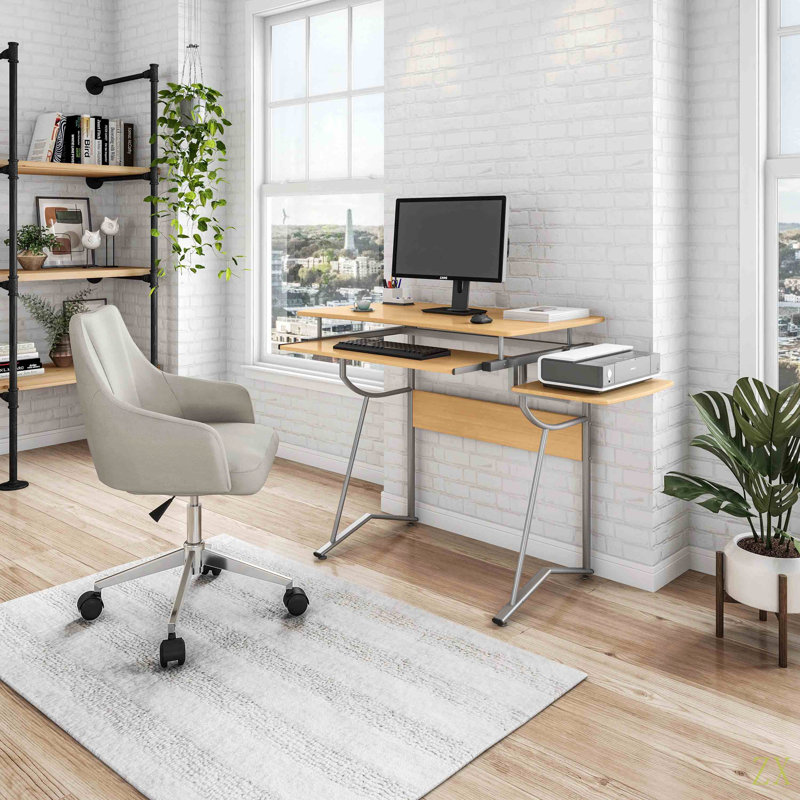 Bureau d'ordinateur compact avec tablette latérale et panneau de clavier
