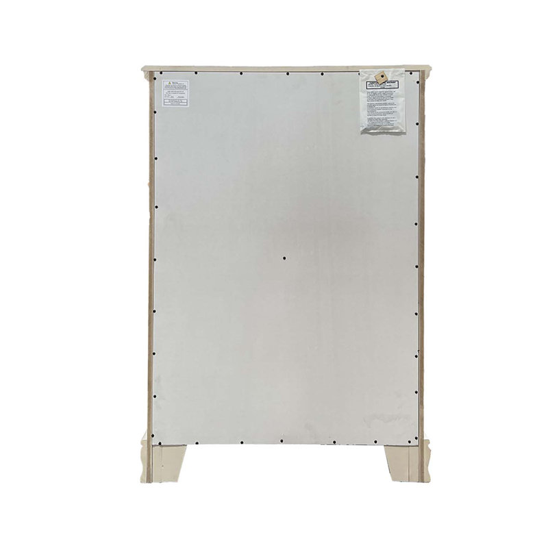 Commode 5 tiroirs Flora, finition blanche, Gris