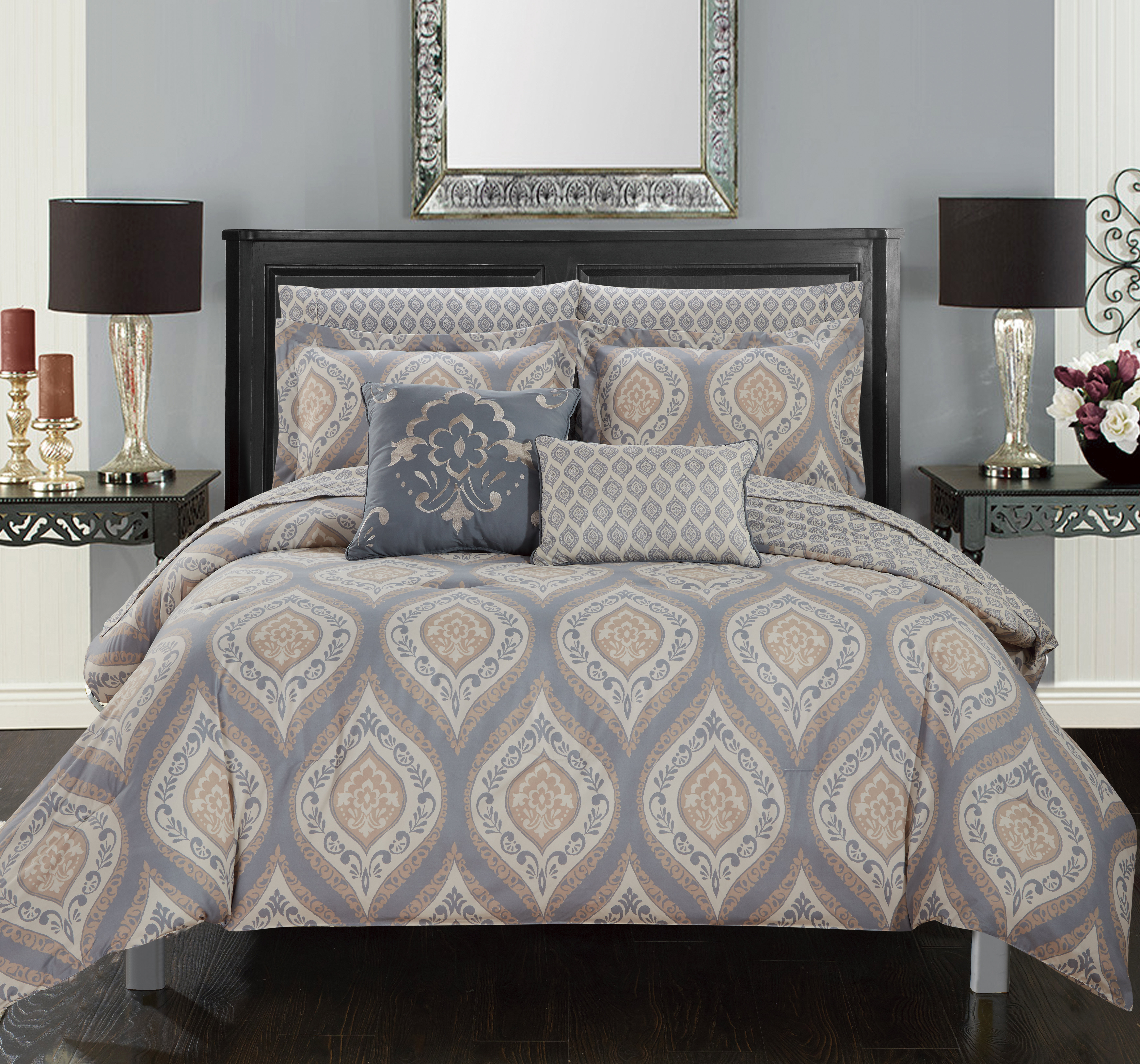 RT Designer's Collection Bethpage Gray Comforter Set with matching ...