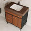 Meuble-lavabo 29,9 po avec lavabo en céramique, comptoir en pierre frittée, 1 porte à fermeture douce, 3 tiroirs, surface facile à nettoyer et peu d'entretien