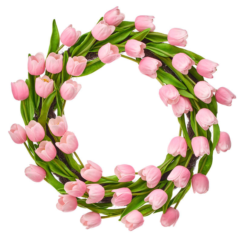 Couronne de tulipe 21 "Pu Spring, Couronne de tulipes rose