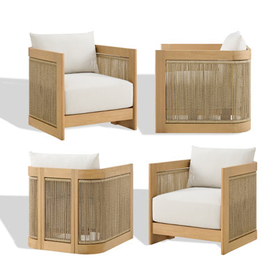 Ensemble de 4 chaises longues d'extérieur en eucalyptus huilé 27 "Cordelia