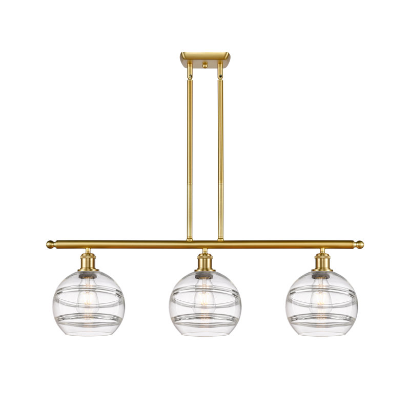 Chartoff 3 - Light Kitchen Island Pendant, Clear, Satin Gold