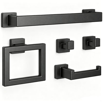 5-Piece Bathroom Hardware Set in Matte Black