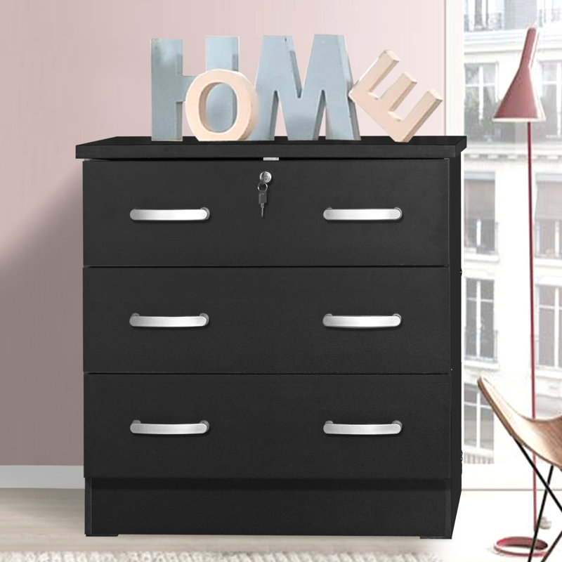 Commode 3 tiroirs, Noir
