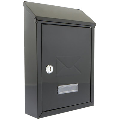 MantraRaj Wall Mounted Modern Post Box Mailbox Black Large Letter Box
