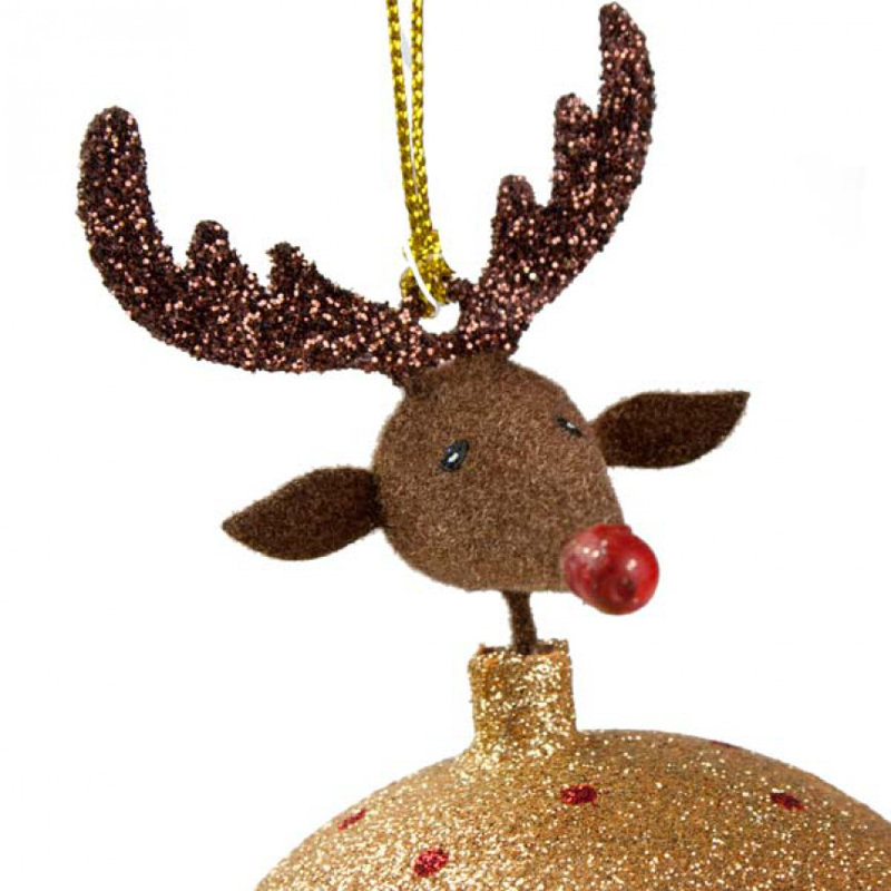8cm Animals Bauble, Brown and Gold