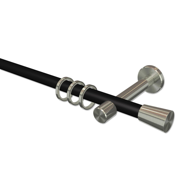 Silsbee 1.6cm Bay Window Double Curtain Rod, 5cm H x 420cm W x 11cm D