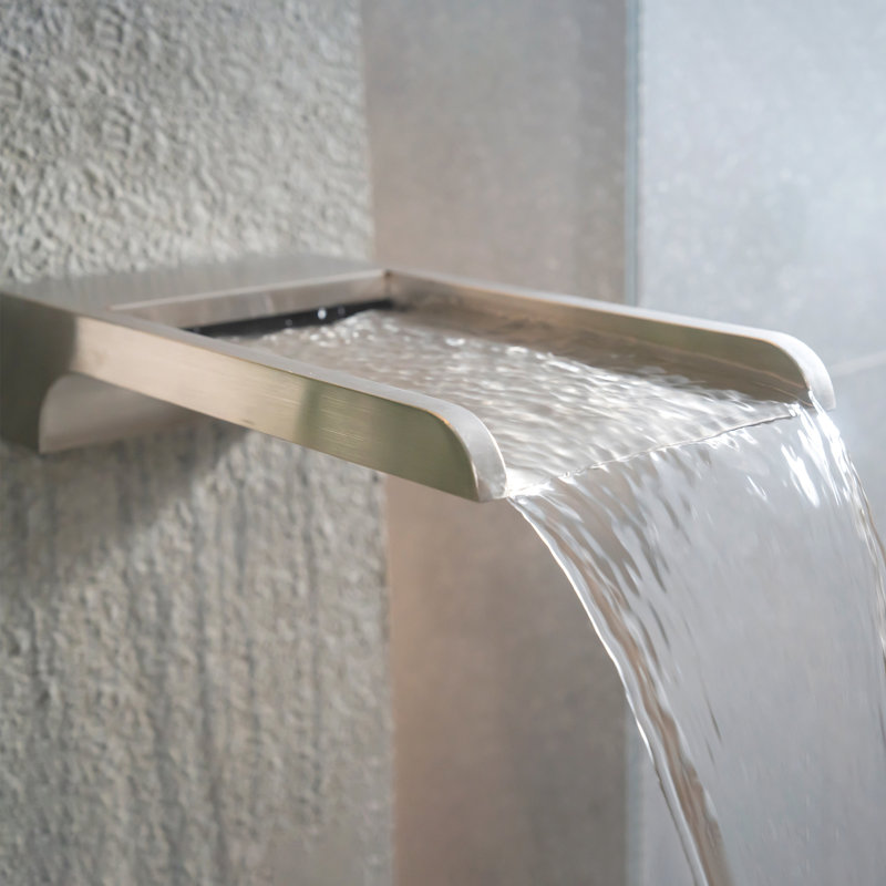 316 Stainless Steel Outdoor Faucet – StainlessFlow Curved Water Fountain Spout with Square Bold Base for Pools, Ponds, Water Walls, and Landscape Fountains 