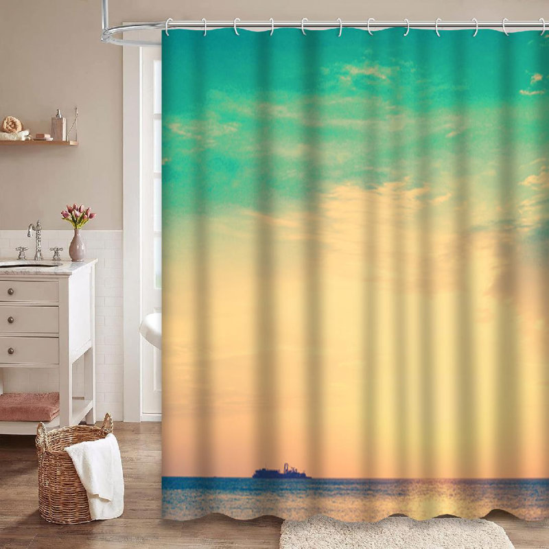 Rideau de douche à 12 crochets Vintage Beach City Sky, L 72 po x l 78 po