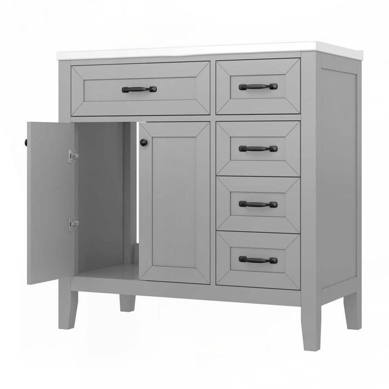 Meuble-lavabo 36 po avec lavabo, Gris