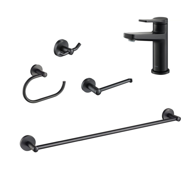 Indy 5 - Piece Bathroom Hardware Set, Matte Black
