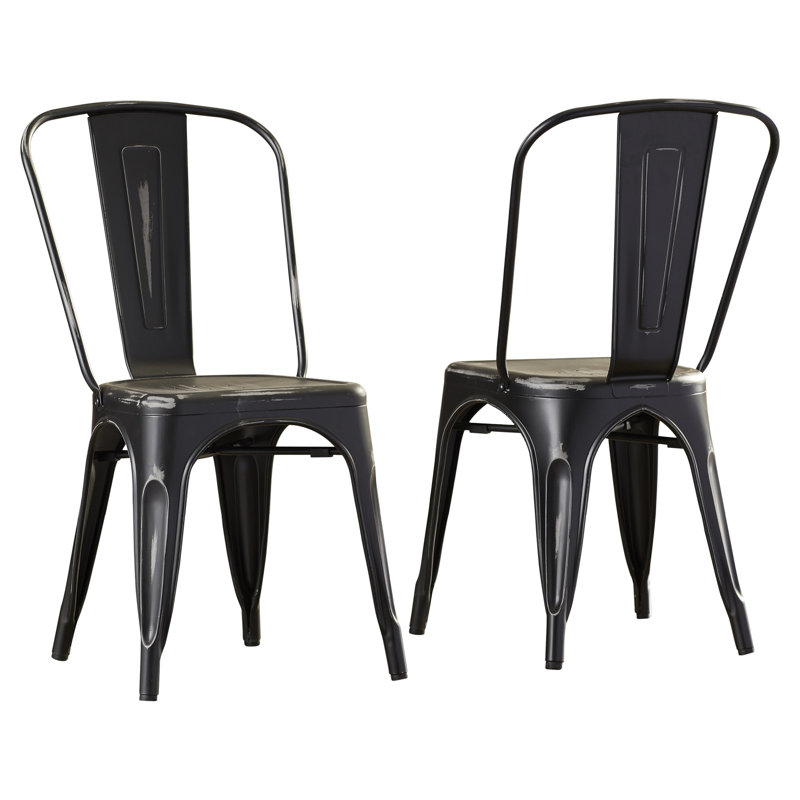 Ogawa 17'' H Stacking Side Chair, Antique Black