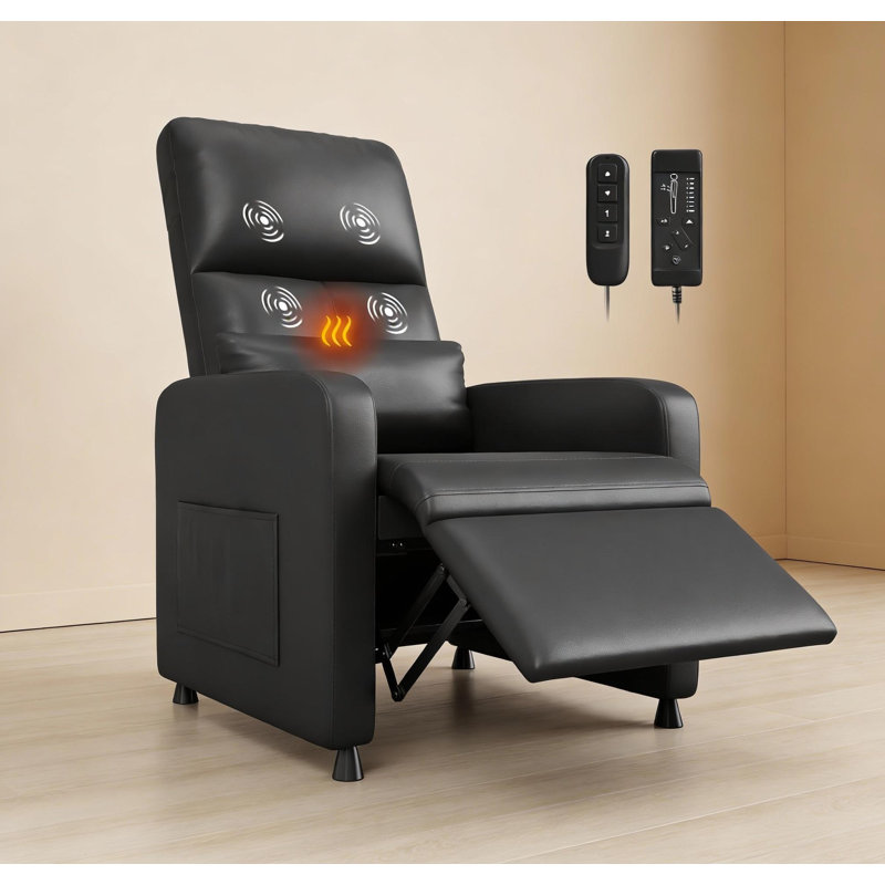 Fauteuil inclinable électrique, avec massage et chaleur, Noir