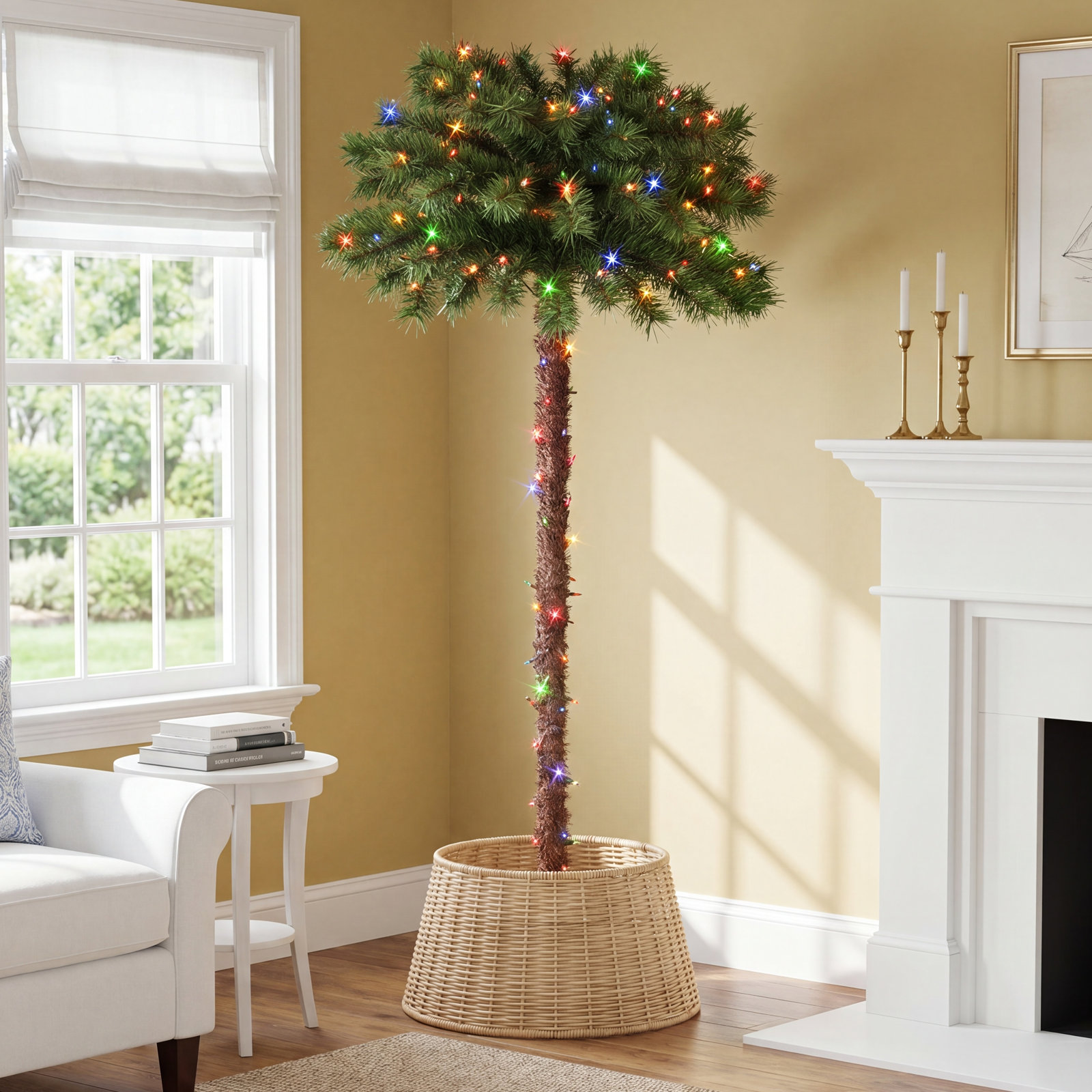 4' Pre-Lit Artificial Palm Tree with 150 Multi-Color Lights