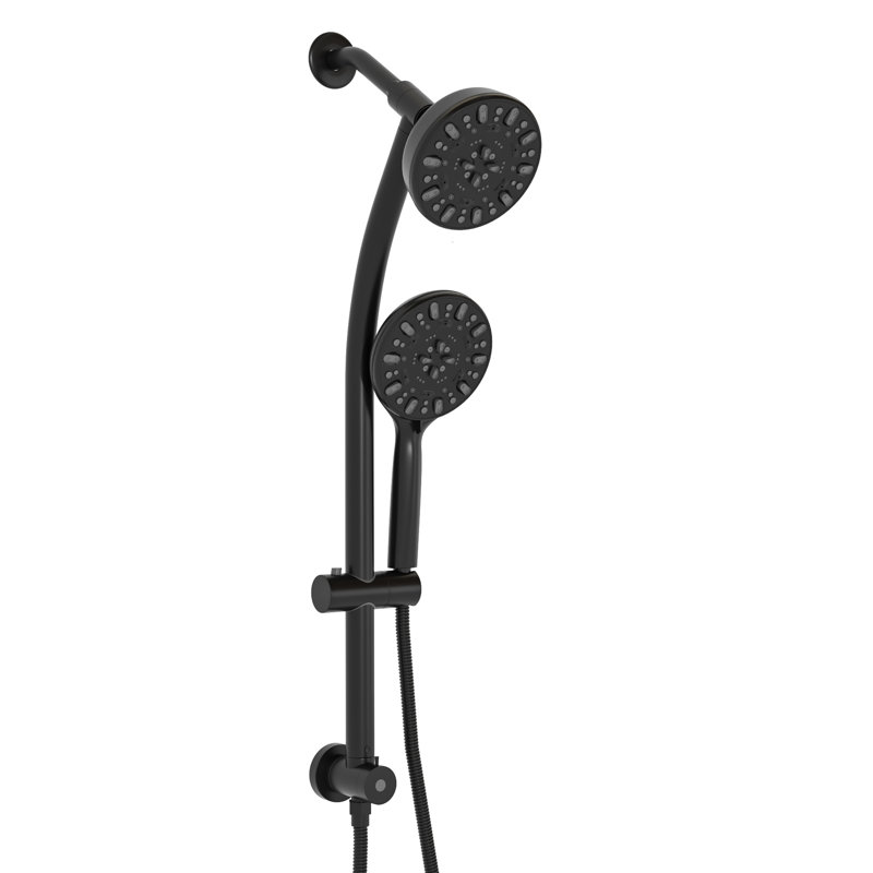 Shower System Featuring 4.7" Rain Showerhead And 7 Hand Shower, Brushed Nickel Adjustable Bar & Hose Package, Nickel, Slide Bar, Holder