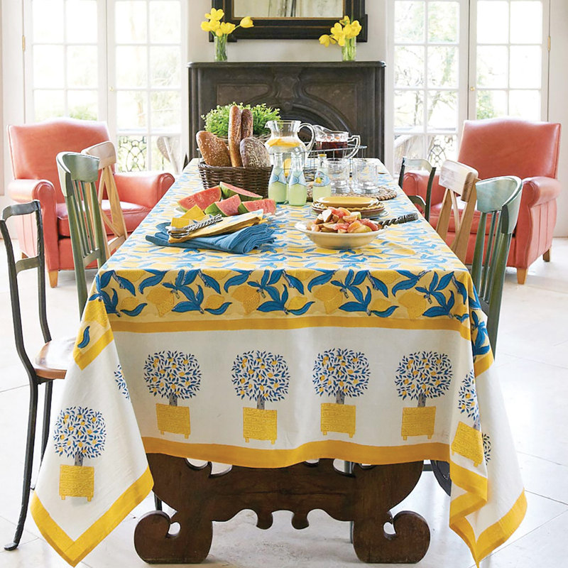 Lemon Tree Handmade Floral Tablecloth