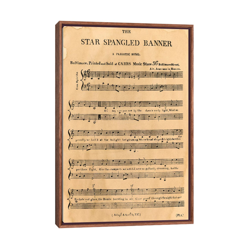 «Star Spangled Banner» - Imprimé, H 26 po x l 18 po x 1,5 po, Cadre bois classique