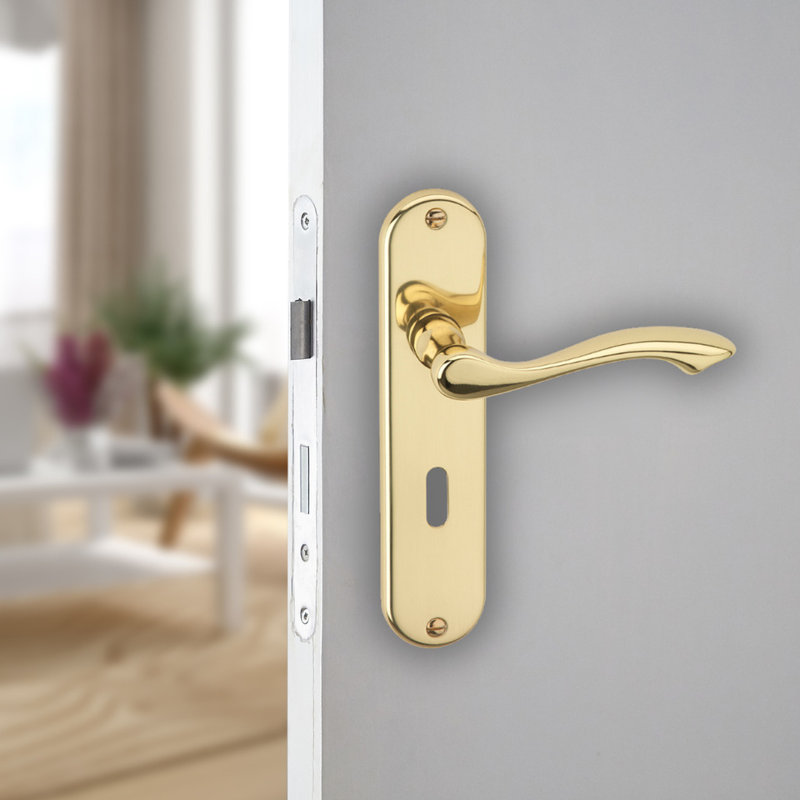Door Handle, Polished Brass