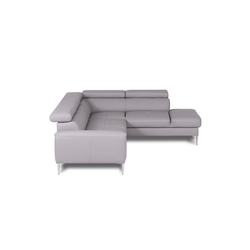Camden Real Leather Corner Sofa with Pull-Out Bed, Storage & Adjustable Headrests, Grey, Right Hand Facing