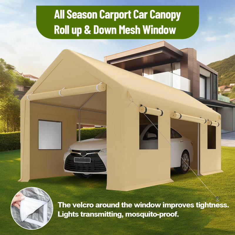 Tente de garage portative 10 x 20 pi avec abri d'auto robuste, Yellow