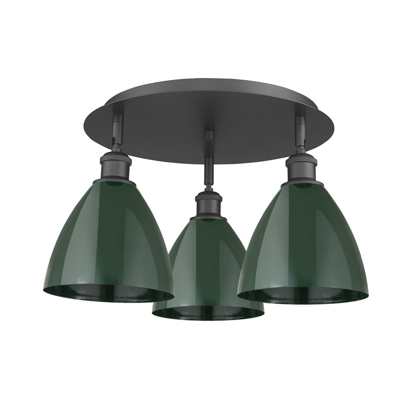 Plafonnier encastré 3 lumières 7,5 po Allare, Vert, Noir mat