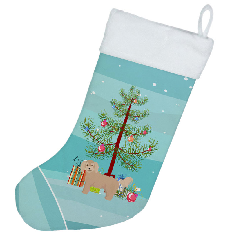 Chaussette de noël joyeux de noël, Bichpoo blond